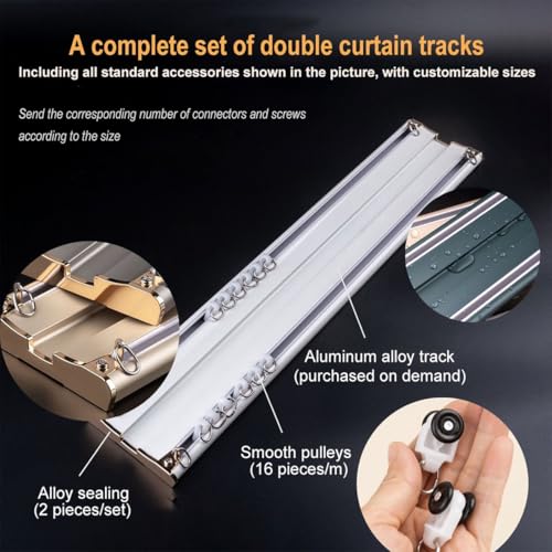 Doppio Binario per Tende, Robusto Binario da Soffitto in Alluminio, Personalizzabile per Soggiorno, Bagno, Camera da Letto, Divisorio – Kit Completo di Binario da Soffitto