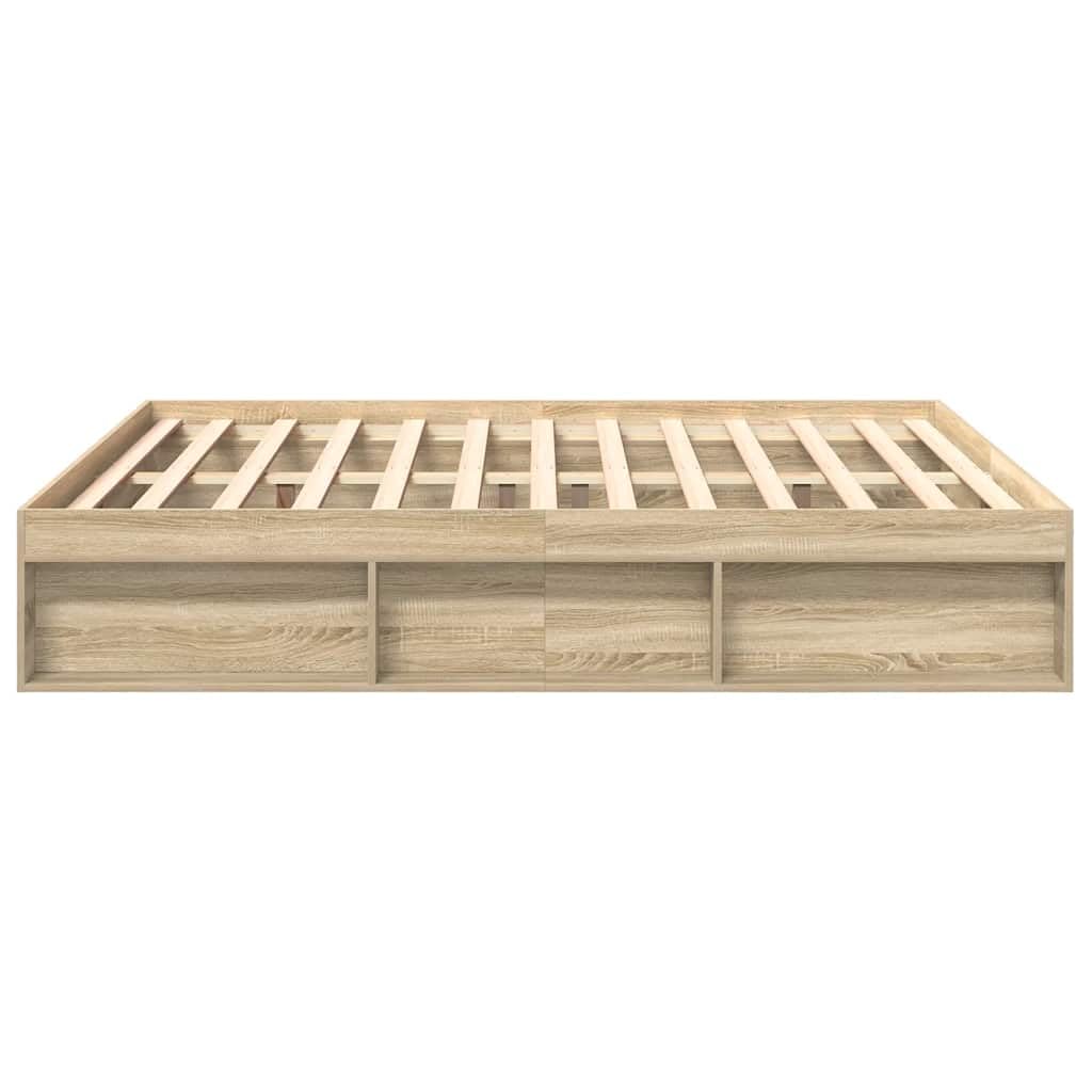 IKAYAA Rete Letto Matrimoniale 200x200 Struttura Letto a Doghe in Legno Giroletto Matrimoniale con Rete a Doghe-Rovere sonoma-200 x 200 cm