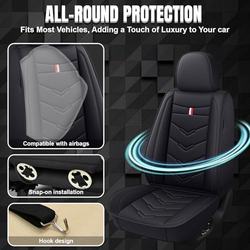 Image of Car Seat Covers Fit for Ford Escape 2001-2026, Leather Seat Covers for Car, Waterproof Non-Slip Durable Car Seat Protector(5 Seats,Black)