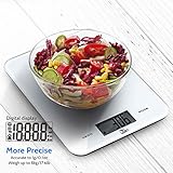 Uten - Bilancia da Cucina Digitale, 8 kg, con Piattaforma in Vetro temperato, Pulsante Touch per Alimenti, Batteria Inclusa, Colore: Bianco