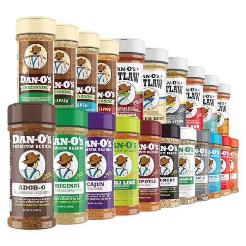 Dan-O’s Ultimate 21 Bottle Seasoning Variety Pack – Complete Spice Set with Original, Cheesoning, Outlaw BBQ, Butter, Cajun, Taco, Italian, Seafood & More – All Purpose Seasonings for Grilling & Cooking