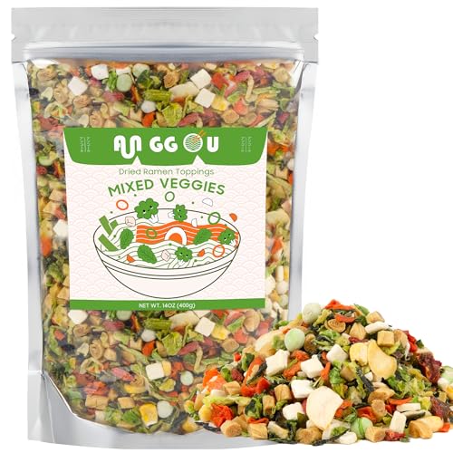 Classic Ramen Toppings Vegetable Mix 14oz 12 Ingredient Dried Veggie Blend with Goji Cabbage Corn & Shitake etc Non-GMO Low Sodium for Ramen Instant Noodles & Soup Garnish
