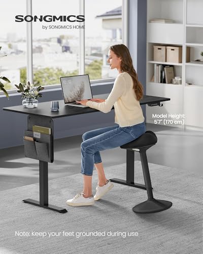 Image of SONGMICS Ergonomic Wobble Stool, Height Adjustable Standing Desk Stool 23.3-33.1 Inches, Swivel Balance Chair with Non-Slip Base, Saddle Seat, for Active Sitting, Office, Home, Ink Black UOSC008B01
