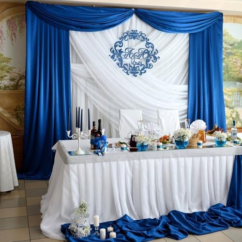 Image of 10 x 7 Feet Blue Backdrop Curtain for Partie, Background Curtains for Photoshoot, Birthday, Wedding, Halloween, Thanksgiving, Christmas, New Year Party Decorations 5Ft x 7Ft, 2 Panels