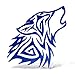 ERREINGE Sticker LUPO TRIBALE BLU DX Adesivo prespaziato in PVC per Decalcomania Parete Murale Auto Moto Casco Camper Laptop - cm 35