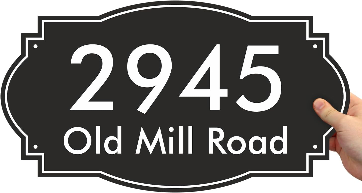 SmartSign Custom Designer House Address Sign - Personalize Home Number And Street Name, 11"x20" Vintage Plaque for Outside, Door, 120 mil Rust-Free Aluminum Composite, Reflective Option, USA-Made