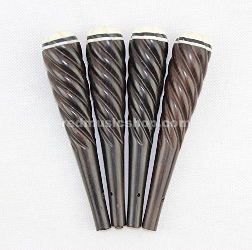 Ebony Liuqin Pegs, Spiral, 1 Set (4 Pieces), Customizable