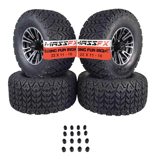 MASSFX SL 22x11-10 Front or Rear Golf Cart Turf Tire 4 PLY and Custom QUAKE...