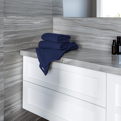 Image of Tens Towels Pack of 6 Hand Towels, 100% Cotton, Lighter Weight, Quick to Dry, 16 x 28 Inches, Super Soft & Absorbent, Perfect for Bathroom & Kitchen, Navy