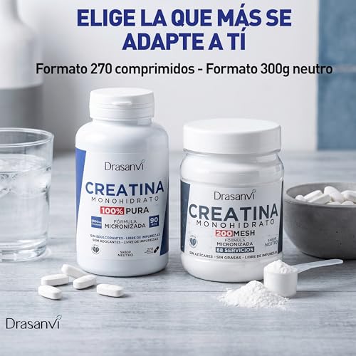 Miniatura 6 de Drasanvi Creatina Monohidrato 100% Pura en Comprimidos, 270 Unidades