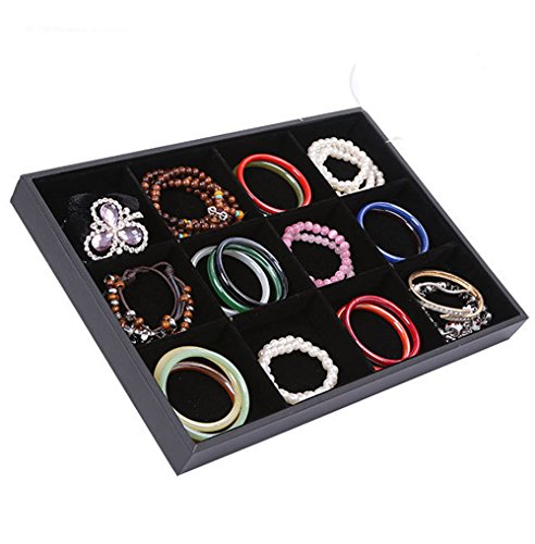Homeanda Black Velvet 12 Compartment Jewelry Display Showcase Organizer Holder For Necklace Bracelet Hair Band #TOP1