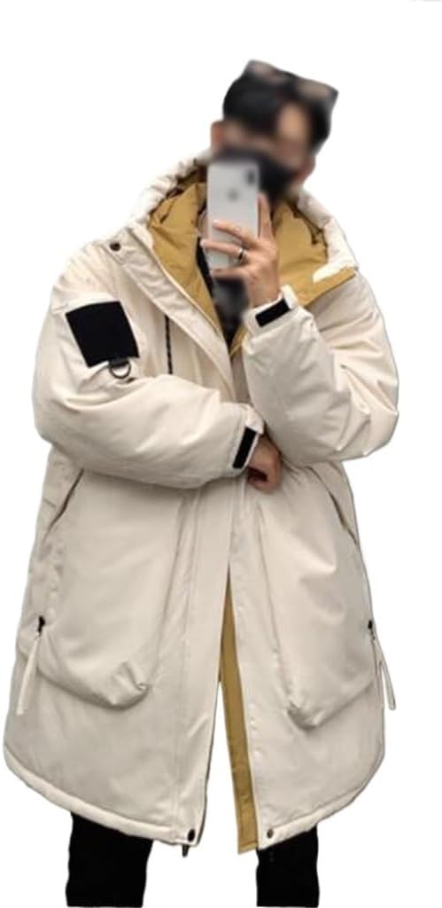 VIDI Pai To Overcome The Long Hooded Down Jacket Men's Winter Light And Thick White Duck Work Coat