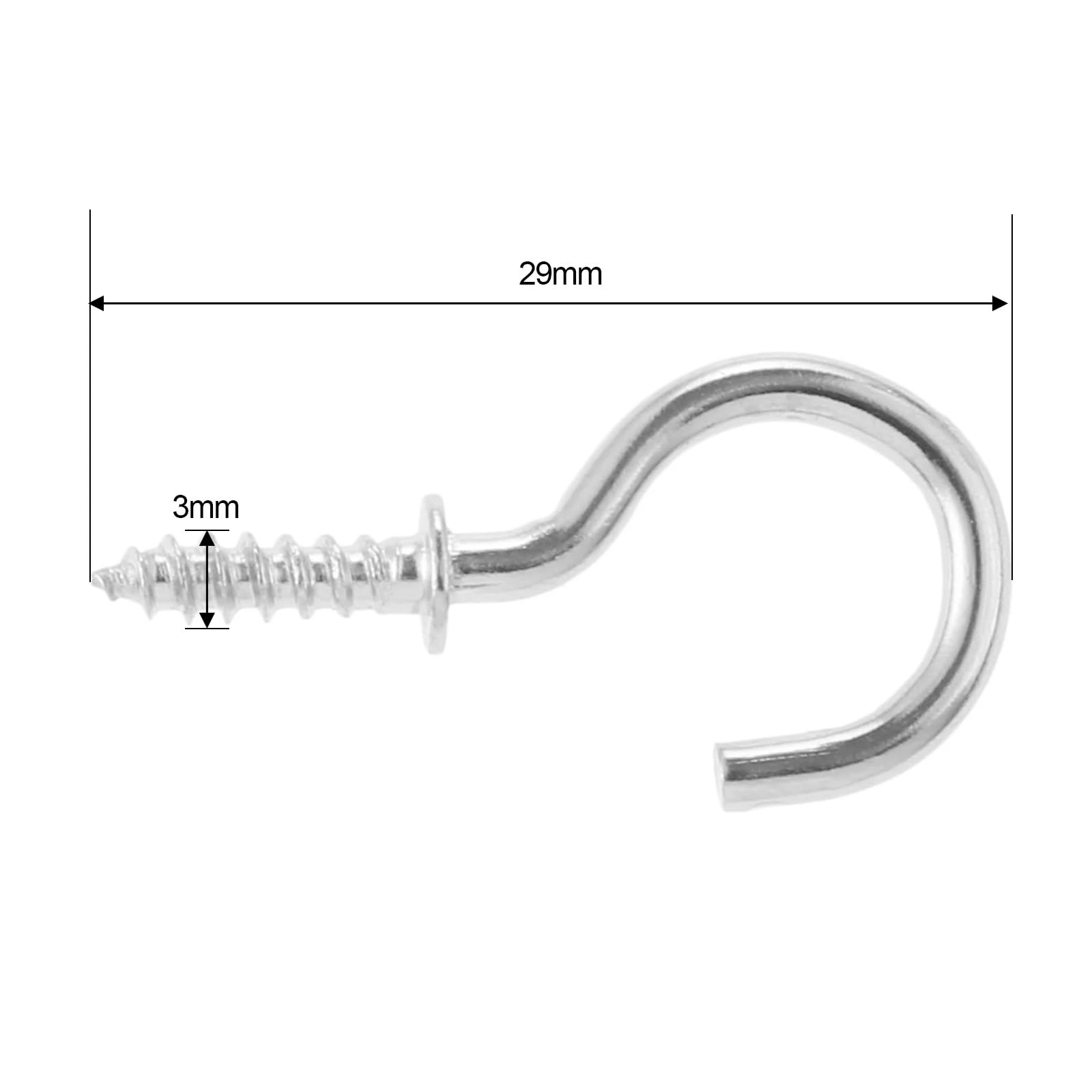Metalowe haki sufitowe, Wkręcane haki ścienne z oczkiem 100 szt. Wielokolorowe 20-38 mm Wewnątrz, na zewnątrz(Gold,23mm)