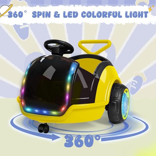 Image of ANPABO 3-in-1 Electric 12V Ride on Push Car for Kids 1.5-3, Yellow