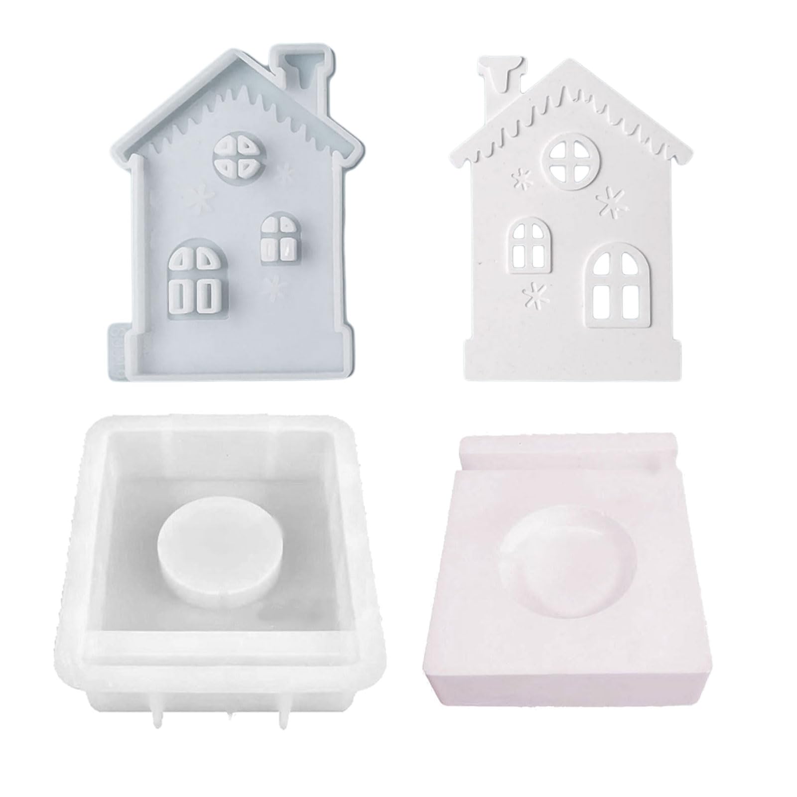 Alksubbm House Candlesticks Silicone Molds Castings Holder Resins for Table Decorations Holder Resins Candlesticks Silicone Decorations