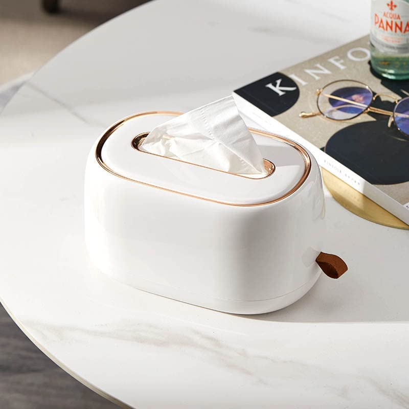 Wrixty Multifunction Tissue Box Rectangular Facial Tissue Holder Dispenser for Dining Room, Kitchen, Bedroom Dressers and Home Decor (White)