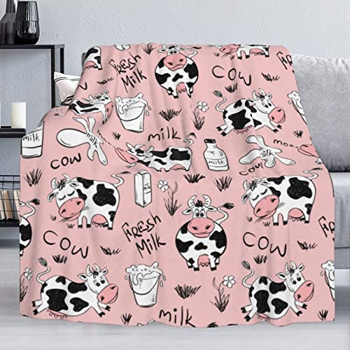Fehuew Funny Animals Cow Milk Print Soft Throw Blanket 40X50 Inch Lightweight Warm Flannel Fleece Blanket For Couch Bed Sofa Travel Camping For Kids Adults #TOP3