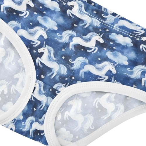 Little Girls' Soft Cotton Underwear Kids Breathable Comfort Blue Unicorn Panties Briefs Toddler4