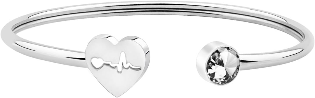 Dainty Heartbeat Stethoscope Cuff Bracelet Nursing Jewelry Nurses Week Gifts For Women Girls