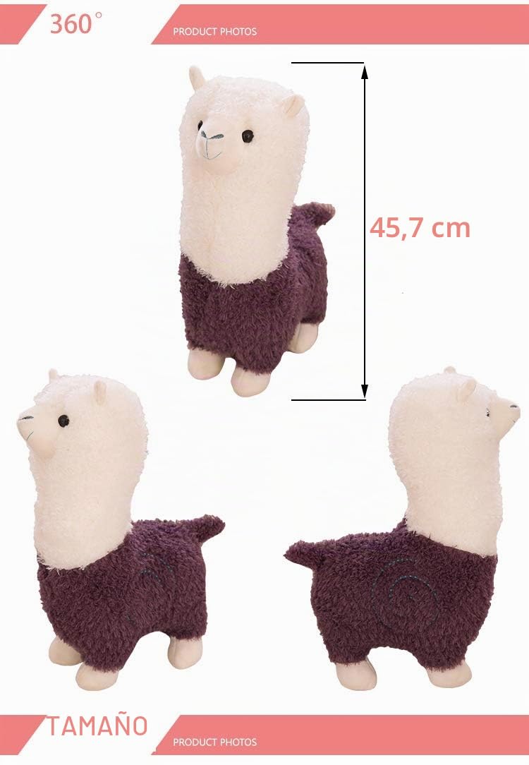 Spring Country - Juguete de peluche de alpaca, diseño de llama, grande, 45 cm, almohada suave y esponjosa, regalo súper kawaii para cumpleaños, niñas y amantes, lavable