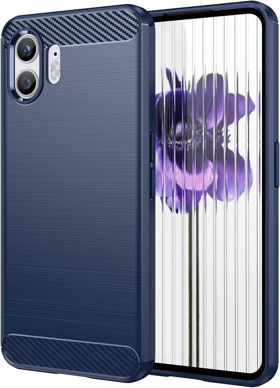 Image of NPRC Hybrid Ultra Slim Protective Case TPU Non-Slip Carbon Fiber Texture Shockproof Case Cover for Nothing Phone 2 - Blue