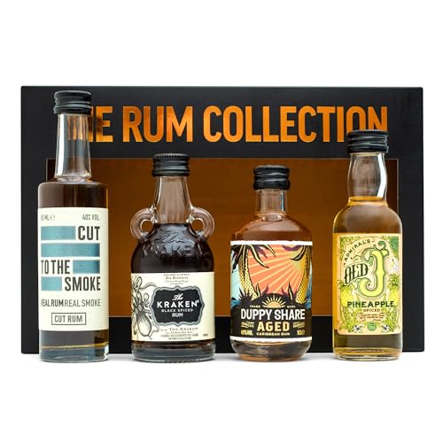 Spiced Rum Gift Set Kraken Old J Duppy Share Cut 4 x 5 cl