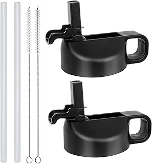 Straw Lid for 12 32 40 64 oz Wide Mouth Water Bottle, Lids Compatible with Hydro Flask Sports Water Bottle Straw Lid Top Straw Cap-Dust Cover Design