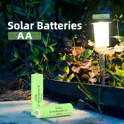PKCELL AA Wiederaufladbar Akku Batterien NIMH 1,2V 600mAh für Solarlampen,Spielzeug,12 Stück 4