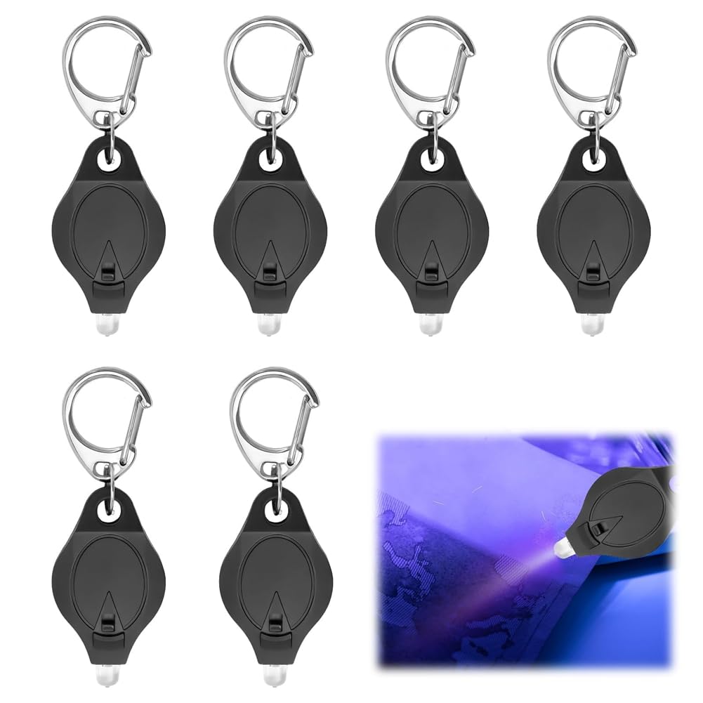 UDSKNV[KSL Portable Flashlight LED Keychain UV Light Blacklight 6 Pcs Money Checker Flashlight Note Checker