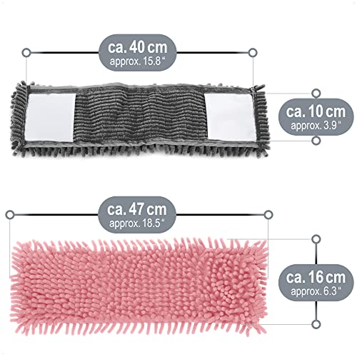 COM-FOUR® 4X Ersatz-Bezug für Bodenwischer - Wischbezug aus Microfaser Chenille zur gründlichen Reinigung - Wischmopp-Bezug zur Bodenreinigung (4 Stück - blau/rosa/grün/grau)
