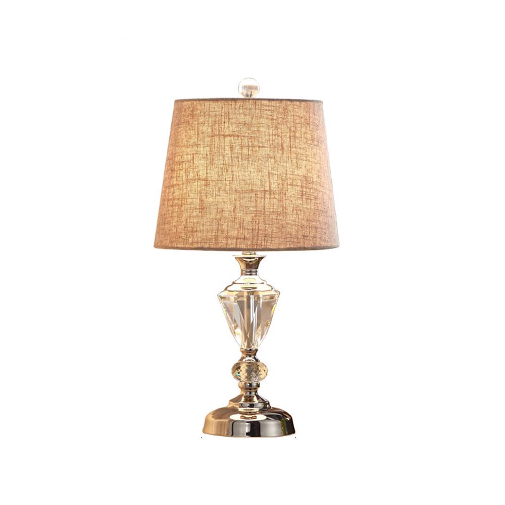 Kristall nachttischlampe, Moderne nachttischschreibtischlampe mit Stofflampenschirm zum lesen, Perfekt für schlafzimmer, wohnzimmer und büro
