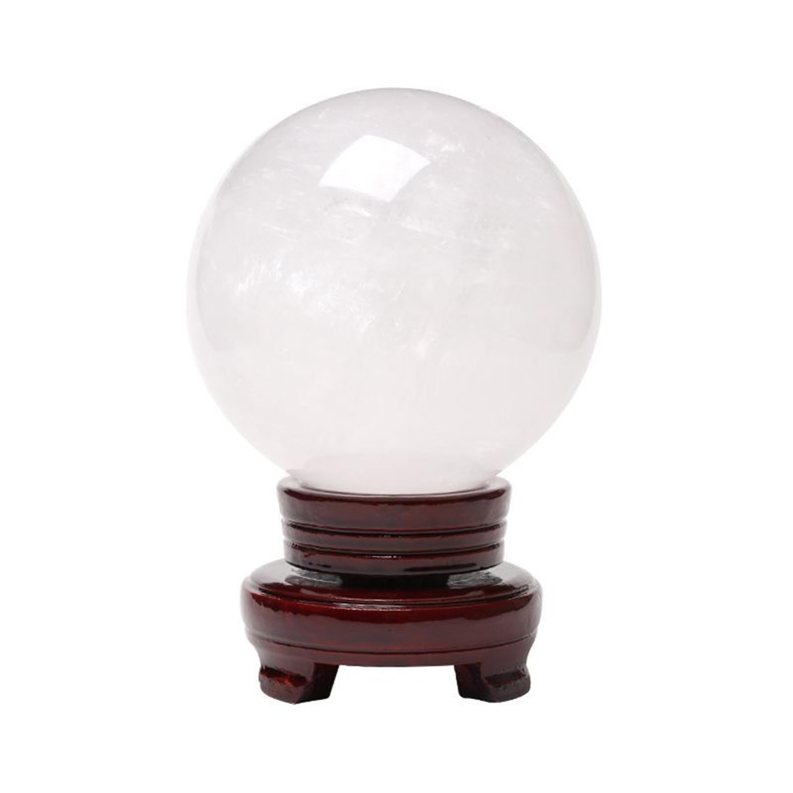 Phhxkkuo White Calcite Crystal Quartz Ball Natural Healing Gemstone Sphere Ball on Wooden Display Stand for Reiki/Meditation/Divination/Chakra Balance/Yoga,1.18in