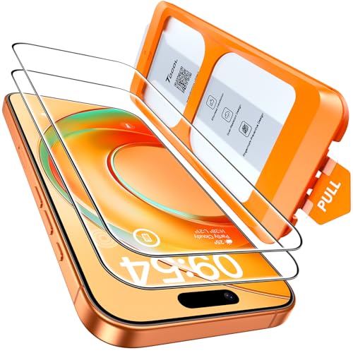 TOCOL Pellicola Vetro Temperato per iPhone 16 Pro, Rimozione Automatica Della Polvere, Copertura Completa, Durezza 9H, Senza Bolle, Compatibile con Custodie, 2 Pezzi