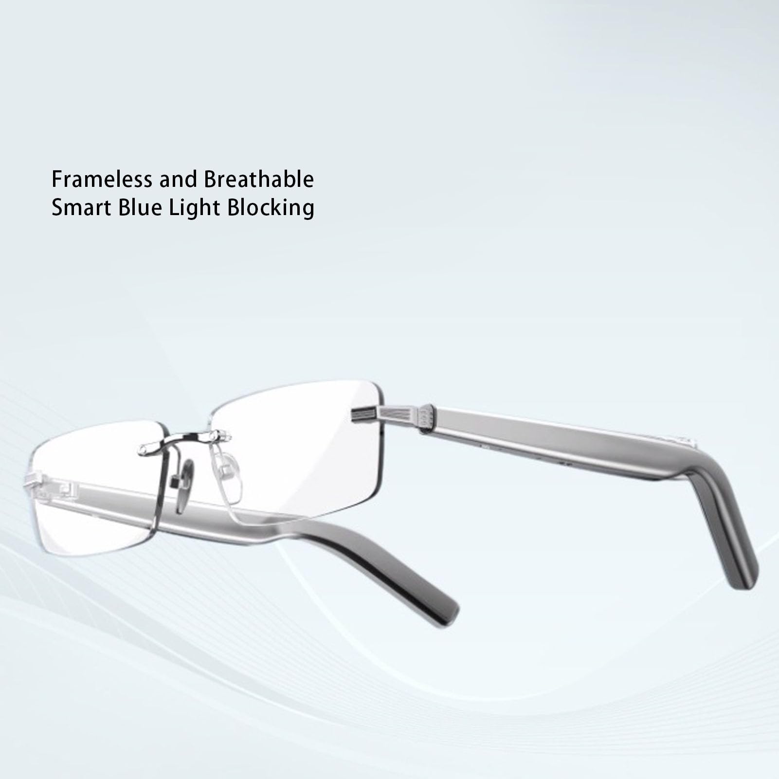 Lazmin112 Occhiali Intelligenti AI, Occhiali Senza Cornice Bluetooth 5.3 con Traduzione in Tempo Reale 160+ Lingue, Lenti Che Bloccano la Luce Blu per Viaggi D'affari