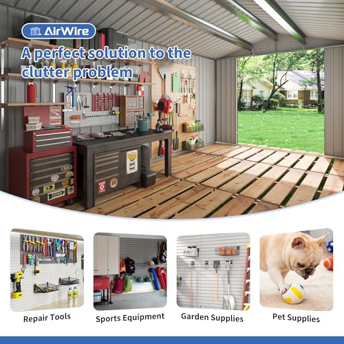 Image of AirWire 12x14 FT Storage Shed, Garden Shed with Lockable Doors and Updated Frame Structure, Metal Tool Sheds for Backyard Garden Patio Lawn, Black