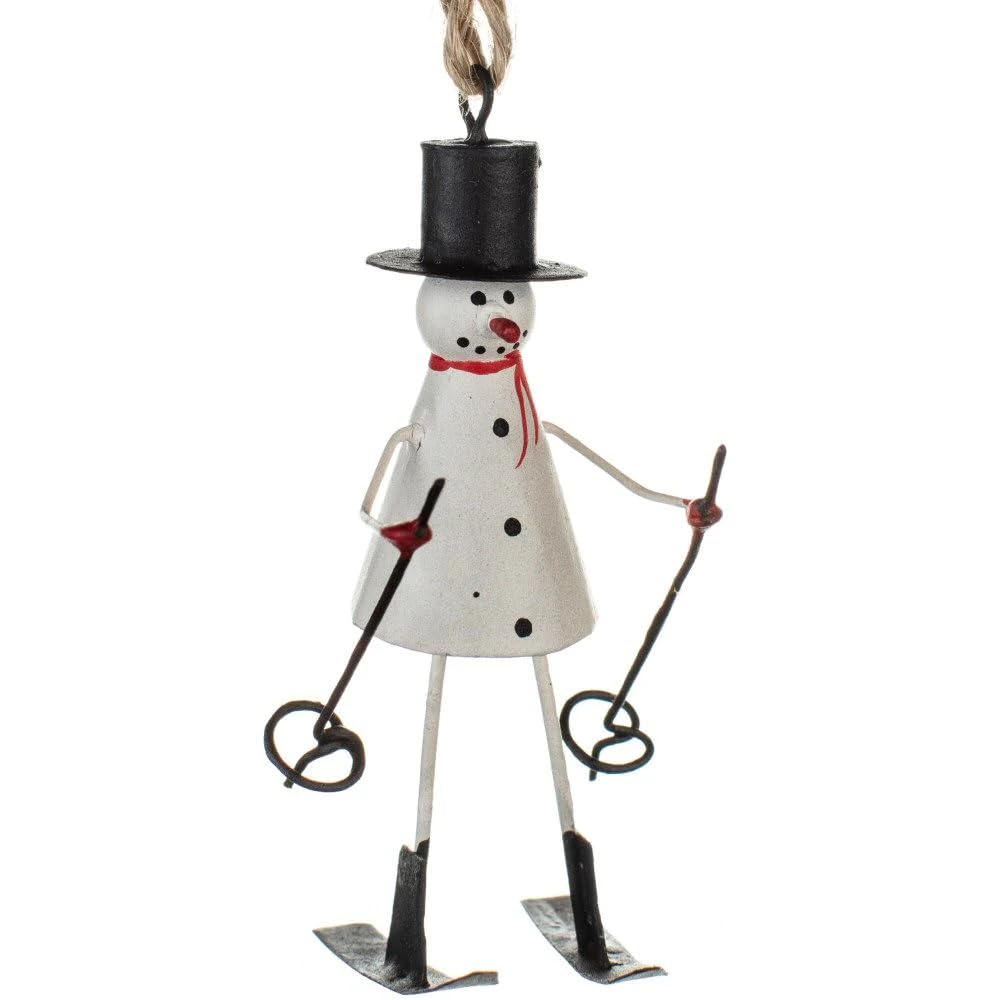 Shoeless Joe Black Mini Ski Snowman Christmas Tree Ornament