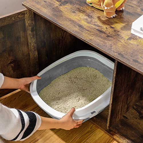 Feandrea Cat Litter Box Enclosure, Litter Box Furniture Hidden with Removable Divider, Indoor Cat House, End Table, 31.5… - Image 7