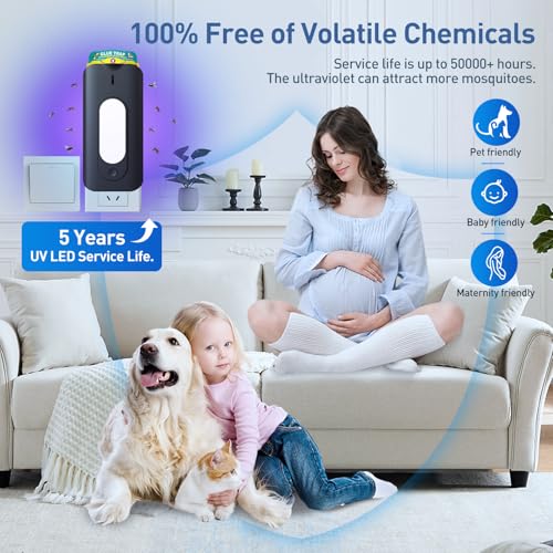 Image of Fruit Fly Trap for Indoors with 10 Refills, 2 in 1 Fly Trap Indoor with Night Light for Home, Gnat Traps for House Indoor, Plug-in Insect Trap for Gnats, Flies, Moths, and Other Bugs-Black