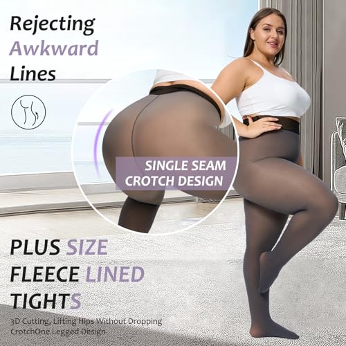 Image of UISLII Plus Size Fleece Lined Tights for Women