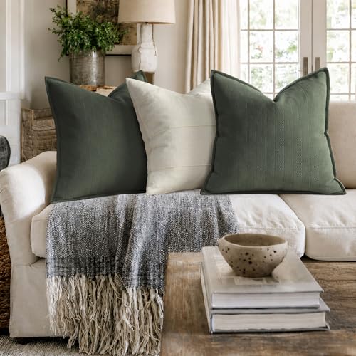 Image of ZWJD Army Green Christmas Pillow Covers 12x20 Set of 2 Chenille Throw Pillow Covers with Elegant Design Soft and Luxurious Decorative Pillows for Couch, Bed, Home Decor