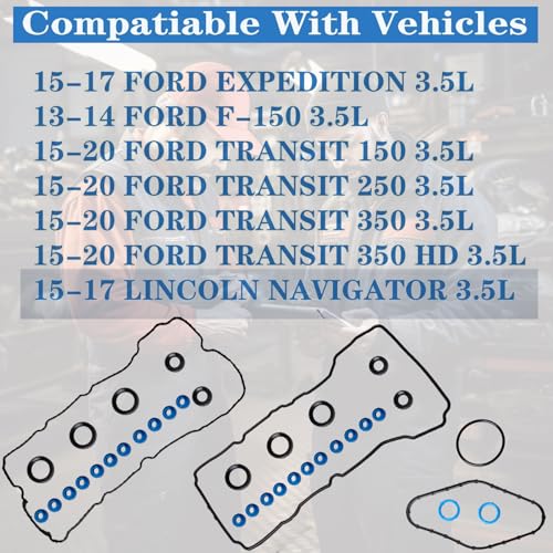 Image of Valve Cover Gasket Kit for 3.5L EcoBoost Expedition F-150 Transit Navigator | VS50879R Fits F-150 2013-2014, Expedition 2015-2017, Transit 150 250 350 2015-2020, Navigator 2015-2017 GS33868 BR3Z6C535A