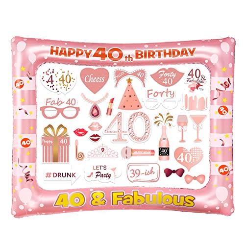 BTDPhoto40 Dekoration zum 40. Geburtstag, Rotgold, Fotoautomaten-Requisiten, Geschenke zum 40. Geburtstag für Frauen, Geburtstagsgeschenke für sie, 40. Geburtstag Cover