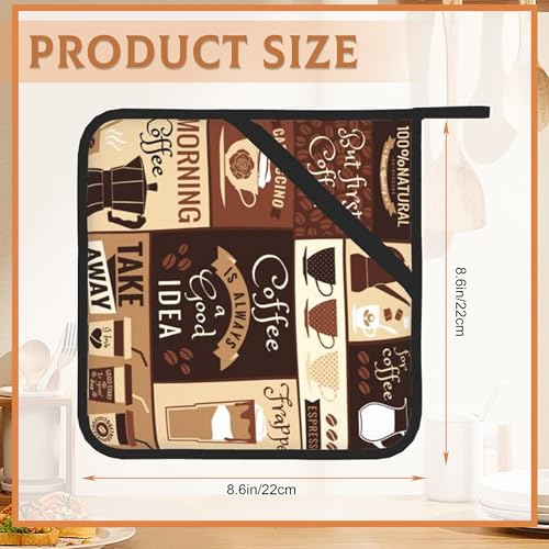 2PCS-Brown-Coffee-Pot-Holder-with-LoopVintage-Latte-Heat-Resistant-Oven-Pads-Hot-Pat-for-Kitchen-Cooking-Baking-Food 2PCS Brown Coffee Pot Holder with LoopVintage Latte Heat Resistant Oven Pads Hot Pat for Kitchen Cooking Baking Food