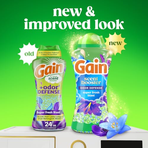 Image of Gain In-Wash Laundry Scent Booster Beads Long-Lasting Fresh Scent Beads All Day Freshness and Odor Protection, Super Fresh Blast Scent, 26.5 oz (Packaging May Vary)