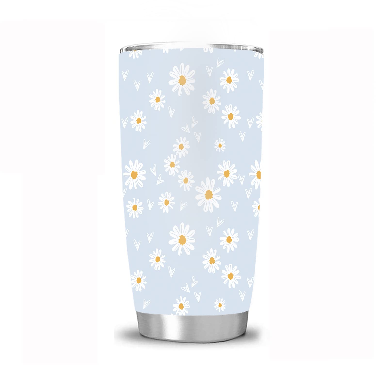 Daisy Flower 20 oz Tumbler Cup with Lid, Vacuum Insulated Tumblers Mug for Festival Birthday Gifts for Women