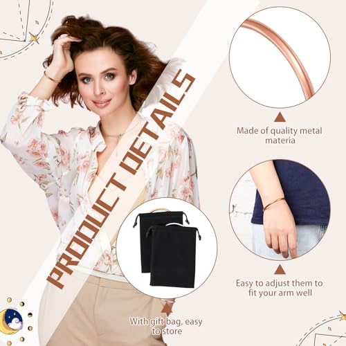 Quelay 2 Pcs Copper Zinc Bracelets Solid Pure Copper Zinc Pharaoh Bracelet Egyptian Tuning Calibration Bangle Hand Crafted Adjustable Bangle Gift for Men Women3