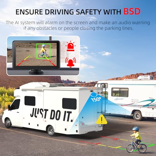 Image of eRapta Magnetic Solar Wireless Backup Camera: HD1080P 7 inch Touchscreen Portable with DVR, BSD, 1-Min Install-Free IR Night Vision Hitch Backup Camera for Trailer /Truck /Small RV /Camper /Tractor-AWTCM701