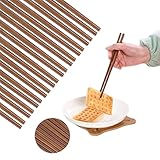 Wooden Chopsticks Reusable Dishwasher Safe 10 Pairs Chinese Asian Korea Iron Wood Handmade Chopstick Natural Healthy for Cooking Eating Restaurants Gourmets Noodles Portable Long Brown