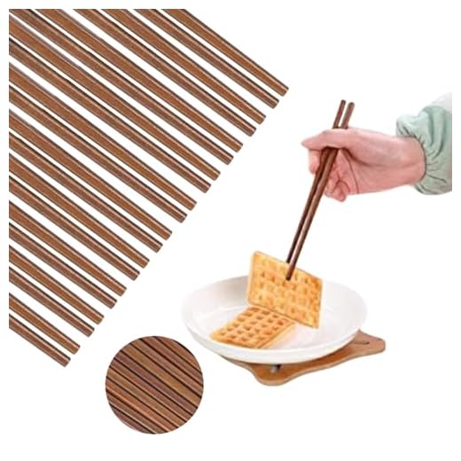 Wooden Chopsticks Reusable Dishwasher Safe 10 Pairs Chinese Asian Korea Iron Wood Handmade Chopstick Natural Healthy for Cooking Eating Restaurants Gourmets Noodles Portable Long Brown