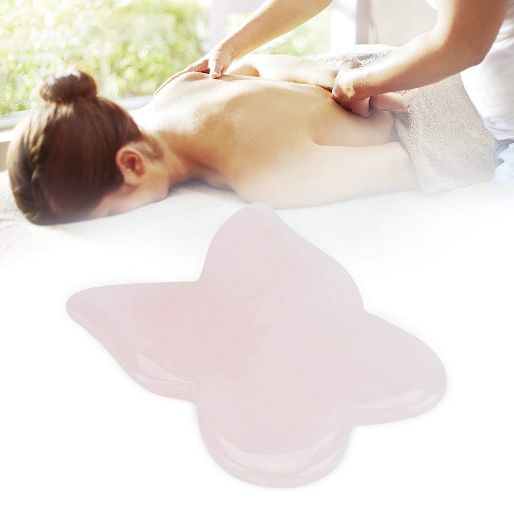 Gua Sha Scraping Massage Tool Natürliche Schmetterling Rosenquarz Heilung Jade Stein für SPA Akupunktur